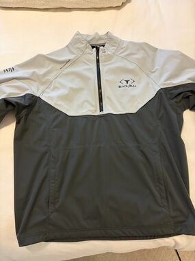 Black-Bull Men's Two-Tone Rain Pullover Jacket - Light Gray/Charcoal